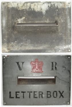 Cast Letter Box Plate VR showing Queen Victoria's Crown. Unusual item and presumably quite rare.