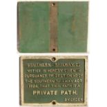 Southern Railway Cast Iron Private Path Notice. NOTICE IS HEREBY GIVEN Etc. Dated 1924. Original