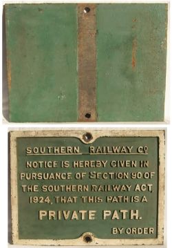 Southern Railway Cast Iron Private Path Notice. NOTICE IS HEREBY GIVEN Etc. Dated 1924. Original