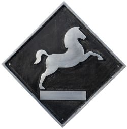 British Rail cast aluminium depot plaque for Westbury depicting the White Horse. Square cast