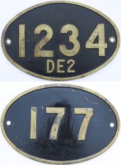 Rhodesian Railways cast brass cabside numberplate 1234 DE2. Together with a similar 177. (2 items)