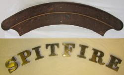 REPRODUCTION GWR Engine Name Plate SPITFIRE. with brass letters now detached from splasher. Complete