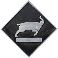 British Rail cast aluminium depot plaque for Cardiff Canton depicting the Goat. Square cast