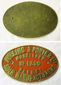 Traction Engine Brass Works Plate. AVELING PORTER LTD No 1255. Measures 7.75 x 5.25 in.