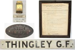 A Lot containing railway items to include a SR Ash Tray with 3 x traffolite labels. Framed wooden