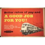 British Railways Recruitment Poster. A GOOD JOB FOR YOU. Center fold, with an iamge of a class 81