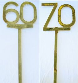 2 x Post mounted speed restriction Track Signs. 60 MPH. Original condition measuring 86 in tall