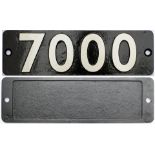 Reproduction cast iron smokebox numberplate 7000. Original fitted to GWR Castle Viscount Portal. A