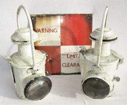 A pair of BR Locomotive head lamps. Both fitted with replacement hand lamp vessels and both