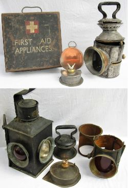 A lot containing a small collection of lamp parts. GER hand lamp top, bottom, internal drum with