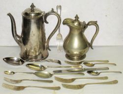A lot containing Railway Silverware items consisting of GER Coffee Pot. GER Dining Cars hot water