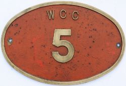 Rhodesian Railways brass cabside numberplate WCC5 as fitted to the Beyer Garratts at Hwange Mine