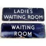 BR(E) Enamel Door Plates. LADIES WAITING ROOM together with WAITING ROOM. Original Condition.