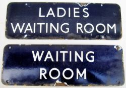 BR(E) Enamel Door Plates. LADIES WAITING ROOM together with WAITING ROOM. Original Condition.