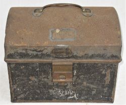 Drivers Snap lunch box made by Duke Ltd of Grimsby. Brass plate L MASON. Good condition.