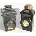 A pair of Adlake Signal Lamps. One embossed on copper cap LMS complete with correct interior the