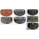 7 x Cast Iron Wagon Plates to include CHAS ROBERTS & CO LTD 1951. D Plates B 781623 12 TONS CHAS