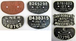 7 x Cast Iron Wagon Plates to include CHAS ROBERTS & CO LTD 1951. D Plates B 781623 12 TONS CHAS