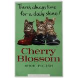 Tin Plate Advertising Sign CHERRY BLOSSOM SHOE POLISH THERES ALWAYS TIME FOR A DAILY SHINE, with the