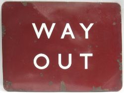 BR(M) FF enamel railway sign. WAY OUT. Measures 24in x 18in.