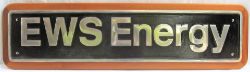 Presentation uncarried nameplate EWS ENERGY as fitted British Railways class 66 diesel 66050.