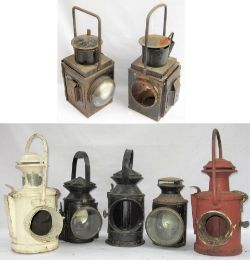 A lot containing a variety of Railway Lamps. 2 x BR Loco head lamps minus lenses and interiors. 3
