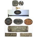 A lot containing a variety of both Wagon and Maker's plates, SULZER. VICKERS - ARMSTRONG LTD.