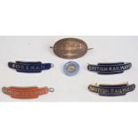 A lot containing a collection of BR totem cap badges. BR(E) FOREMAN. BR(E) x 2 BRITISH RAILWAYS,