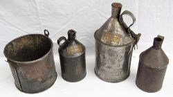 A lot containing GWR Oil Cans. 1 X Pre grouping marked GWR. 2 x plated GWR STORES SWINDON and a