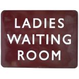 BR(M) Fully Flanged Enamel Sign LADIES WAITING ROOM in excellent original condition measuring 24in x