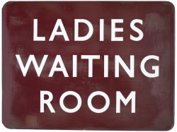 BR(M) Fully Flanged Enamel Sign LADIES WAITING ROOM in excellent original condition measuring 24in x