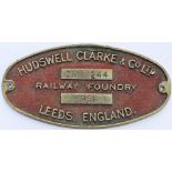 Worksplate HUDSWELL CLARKE & CO LTD DM 1244 ex 0-6-0 delivered 29/5/61 to NCB NE Division (