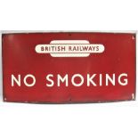 BR(M) enamel Sign. BRITISH RAILWAYS NO SMOKING. Slight loss of shine but good condition otherwise.