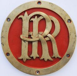 Rhodesian Railways cast brass RR steam locomotive smokebox plate. Face restored in red, measures