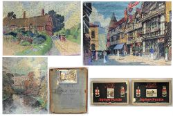 GWR Jigsaws made up complete with boxes. WARWICK CASTLE (Blue Box). HARVARD HOUSE in STRATFORD