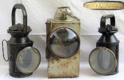 3 x Railway Lamps. SR Signal lamp interior. SR 3 aspect Guards Hand lamp complete with internal