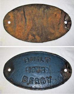 Cast Iron Works Plate. BUILT 1952 DERBY in original condition with repair to right hand side (see