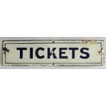 Enamel pre grouping doorplate TICKETS. Possibly GWR.