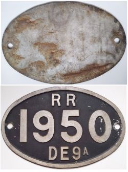 Rhodesian Railway cab side aluminium number plate. Class DE 9A 1950. Original Condition.