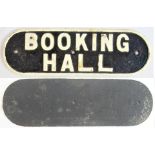 LNER Cast Iron Door Plate. BOOKING HALL Back in original condition as illustrated.