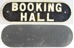 LNER Cast Iron Door Plate. BOOKING HALL Back in original condition as illustrated.