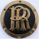 Rhodesian Railways cast brass RR steam locomotive smokebox plate. Face restored in black, measures