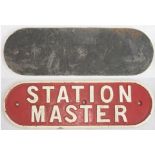 LNER Cast Iron Door Plate STATION MASTER. Back original condition as illustrated.