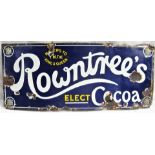 Enamel Advertising Sign. ROWNTREES ELECT COCOA. Some missing enamel but restorable sign.