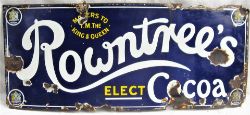 Enamel Advertising Sign. ROWNTREES ELECT COCOA. Some missing enamel but restorable sign.