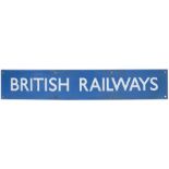 BR(SC) Enamel Poster Board. BRITISH RAILWAYS in very good condition with some minor restoration to