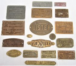 A lot containing a collection of approximately 18 x Brass Maker's Plates from various manufacturers.