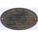 Worksplate THE VULCAN FOUNDRY NEWTON-LE-WILLOWS No 4855 1943 ex Bengal & North Western Railway YB