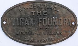 Worksplate THE VULCAN FOUNDRY NEWTON-LE-WILLOWS No 4855 1943 ex Bengal & North Western Railway YB
