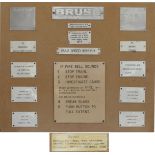 A collection of Diesel Locomotive cab description / operation instruction plates fitted to a